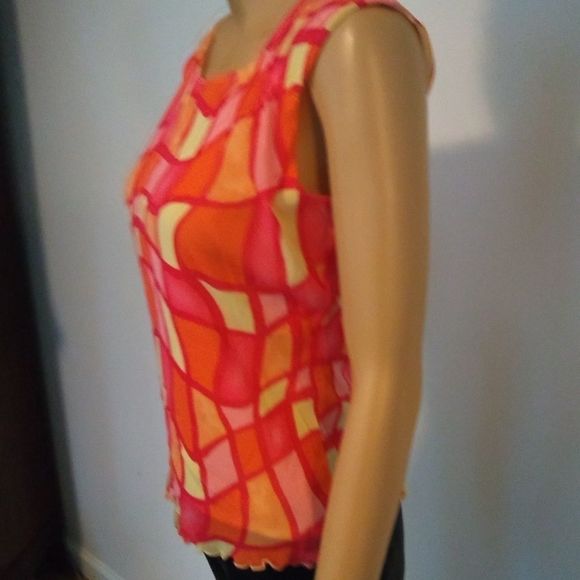 Axcess shirt Bright Orange Pink Yellow Size Medium - Picture 2 of 7